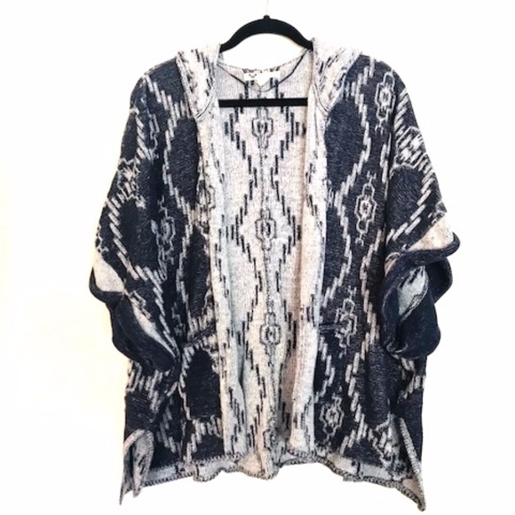Roxy | Dark Blue & White Knit Oversized Cardigan - Picture 1 of 5